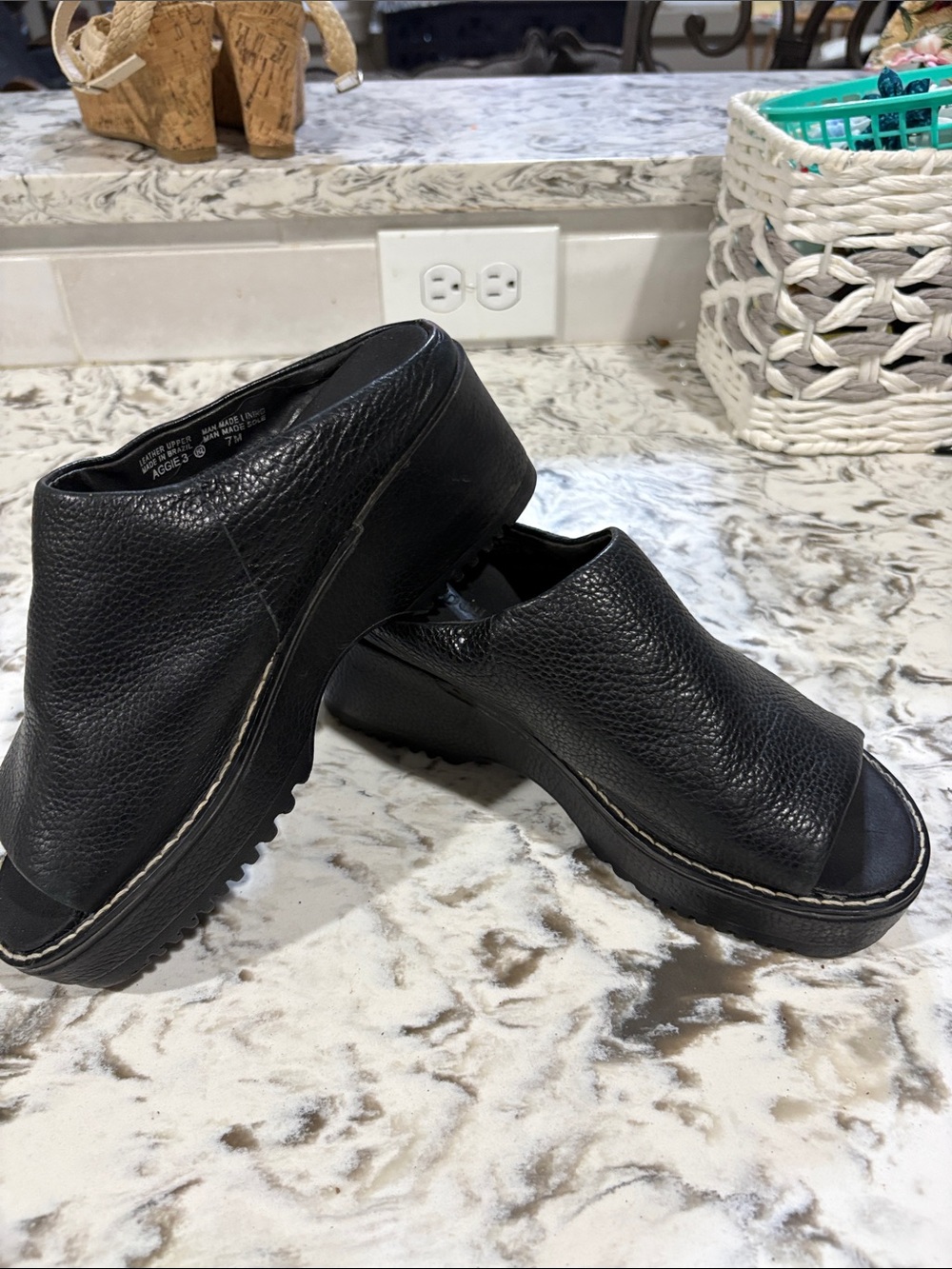Black womens Slide-On Platform Clogs